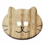 Cirque 95 2872K 2 Hole Wooden Cat Button (2/card) .875"/23 mm